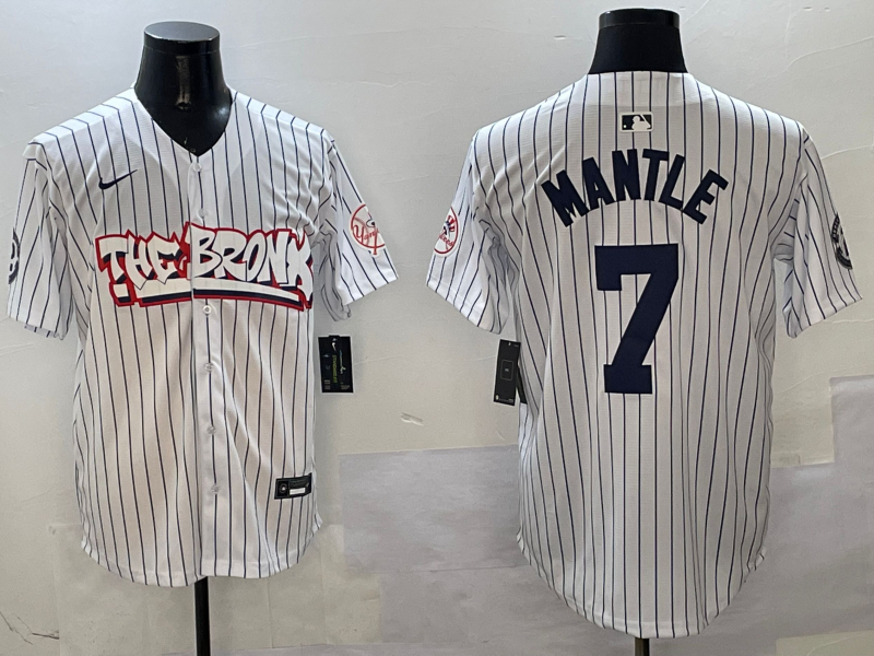 Men's New York Yankees Mickey Mantle White Limited Player Jersey1