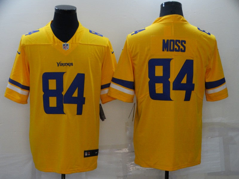 Men's Minnesota Vikings Randy Moss #84 Gold Team Inverted Game Jersey1