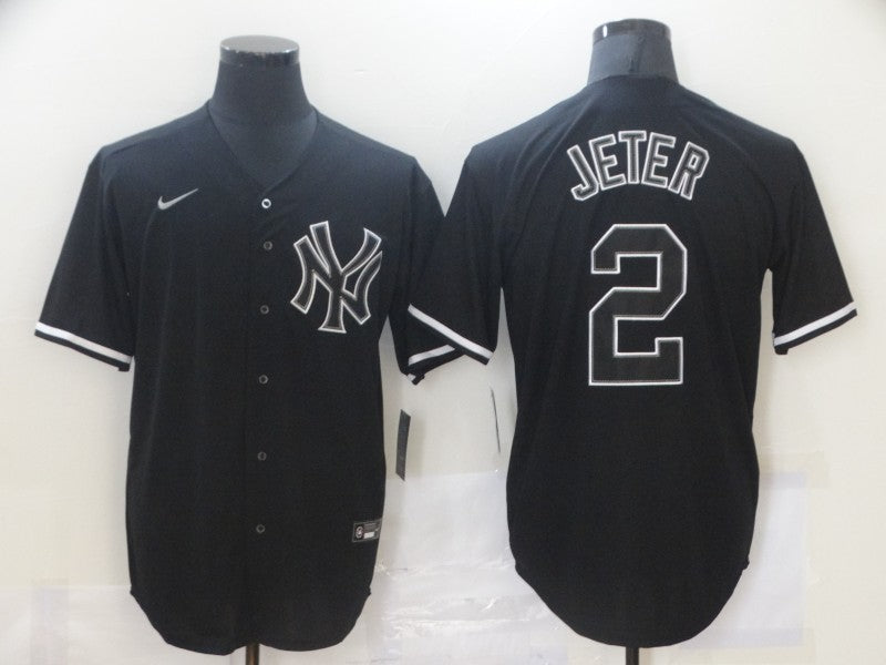 Men's New York Yankees Derek Jeter #2 Black Authentic Game Jersey1