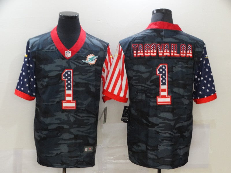 Men's Miami Dolphins Tua Tagovailoa #1 Gray Camouflage Game Jersey1