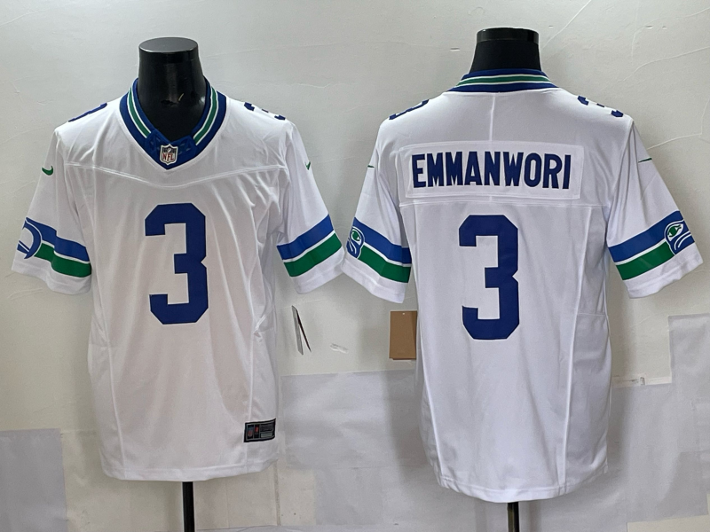 Men's Seattle Seahawks Nick Emmanwori #3 White Alternate Game Jersey