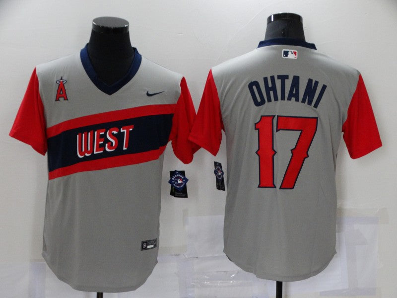 Men's Los Angeles Angels Shohei Ohtani #17 Gray Printed Player Jersey1