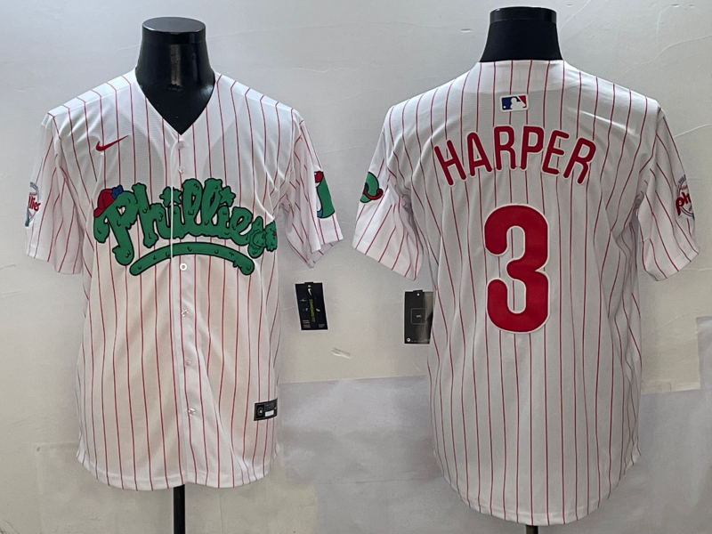Men's Philadelphia Phillies Bryce Harper #3 White Player Jersey