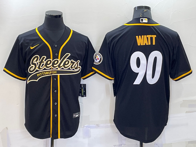 Men's Pittsburgh Steelers T.J. Watt #90 Black Game Jersey1 Joint edition