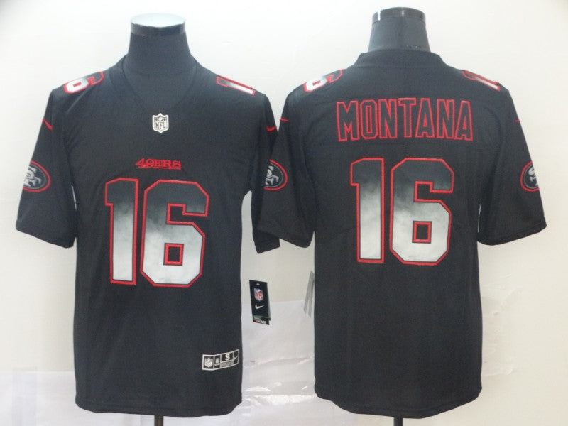 Men's San Francisco 49ers #16 Joe Montana Black Authentic Game Jersey1