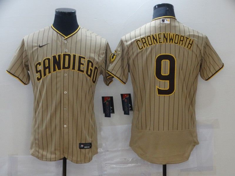 Men's San Diego Padres Jake Cronenworth #9 Khaki Stitched Jersey1