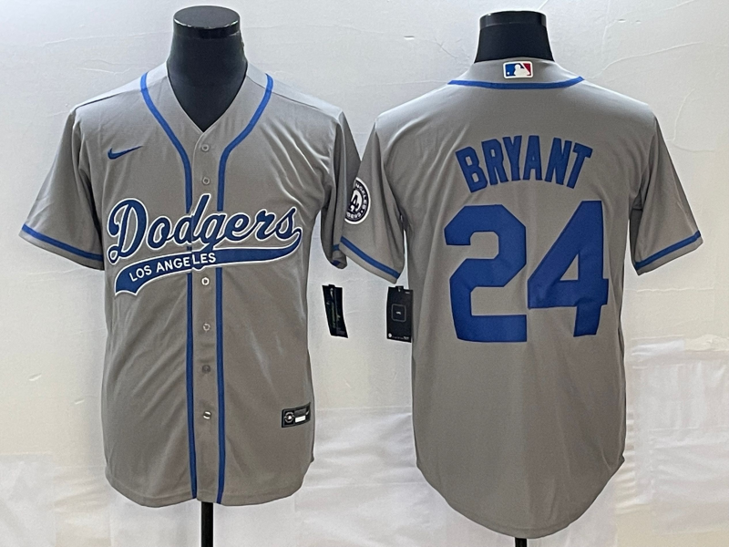 Men's Los Angeles Dodgers Kobe Bryant #24 Gray Player Jersey1 Joint Edition
