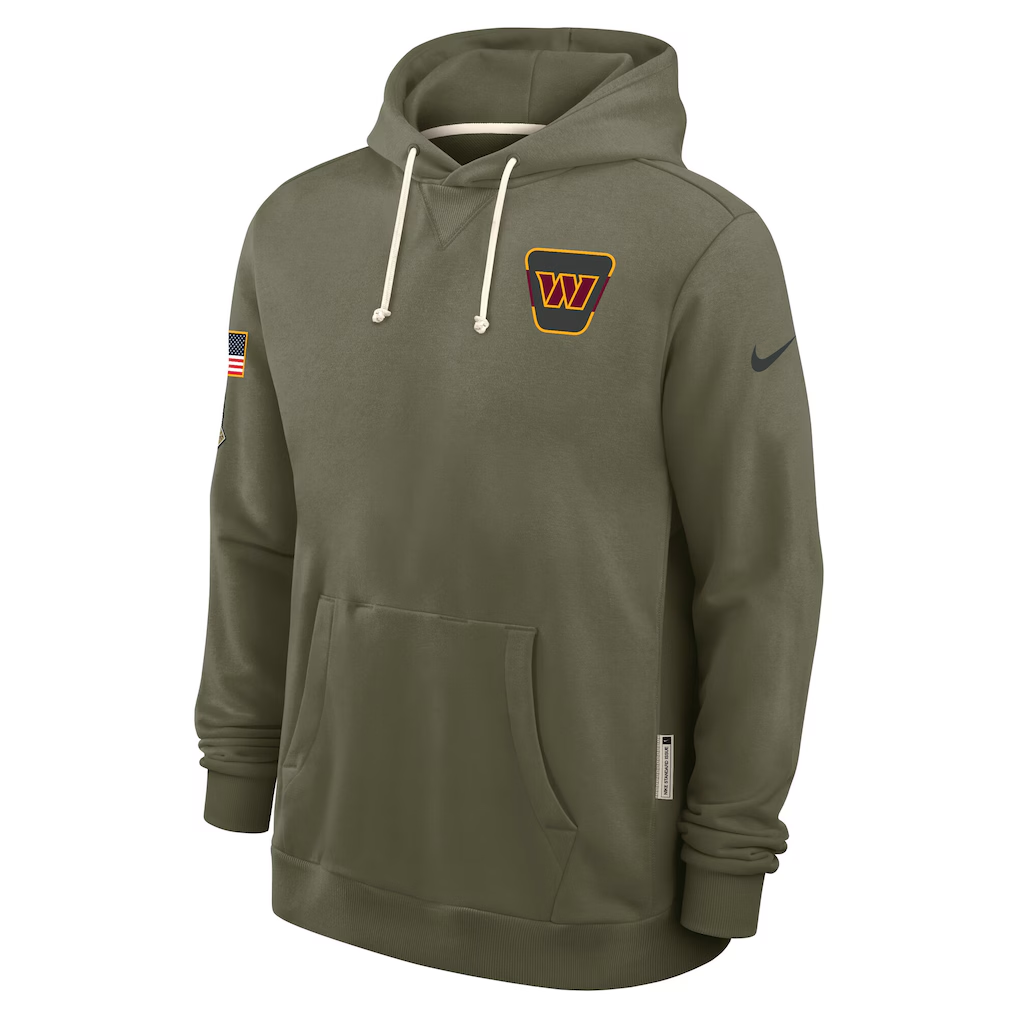 Men's Washington Commanders Nike Olive 2025 Salute to Service Sideline Standard Issue Dri-FIT Hoodie