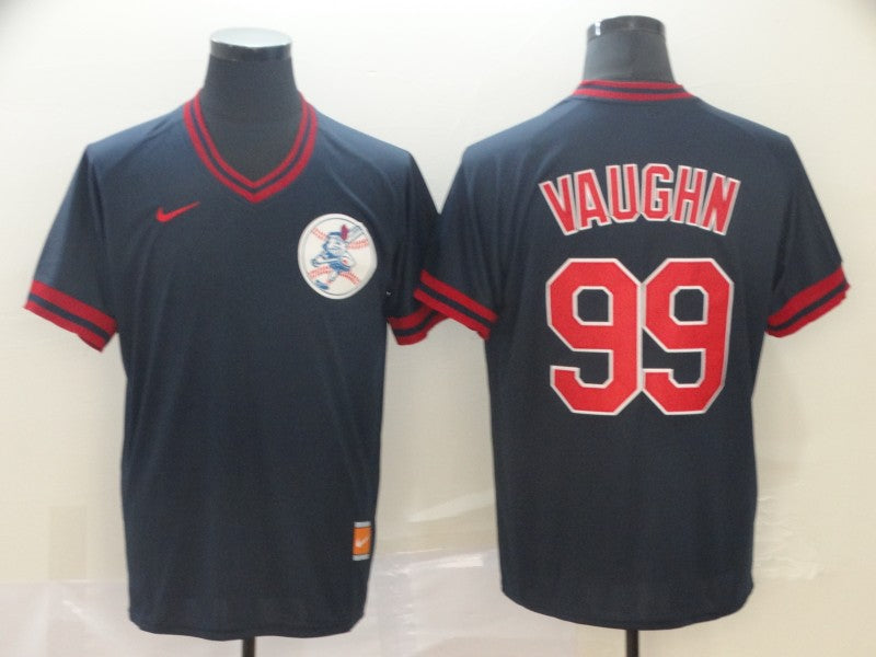 Men's Cleveland Guardians Rick Vaughn #99 Navy Replica Team Jersey1