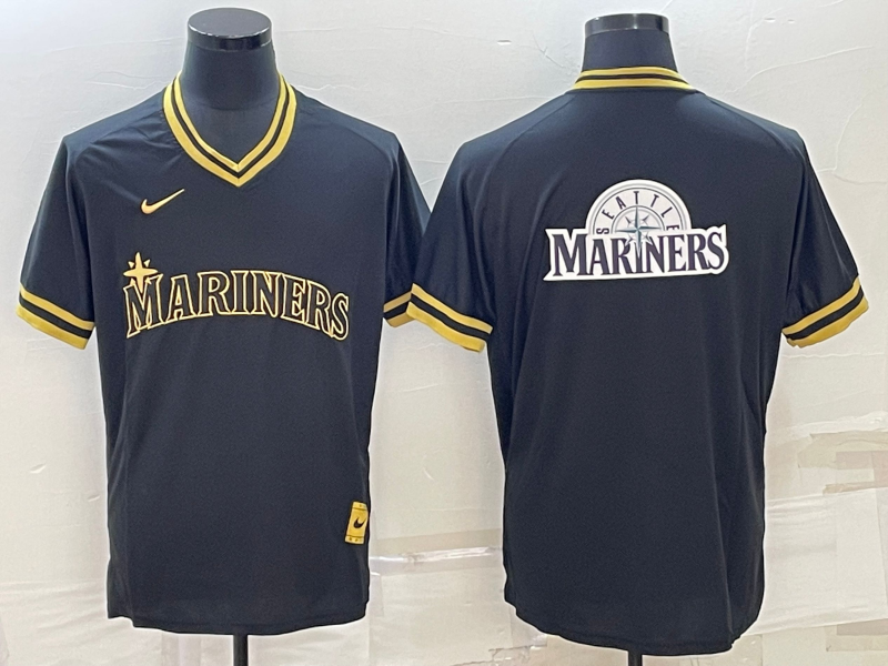 Men's Seattle Mariners Black Replica Team Jersey1