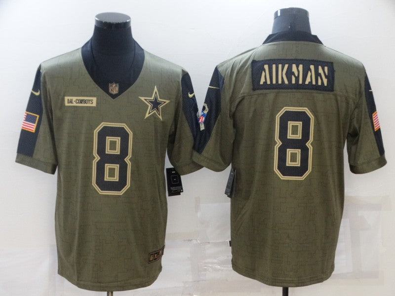 Men's Dallas Cowboys Troy Aikman #8 Brown Game Jersey1