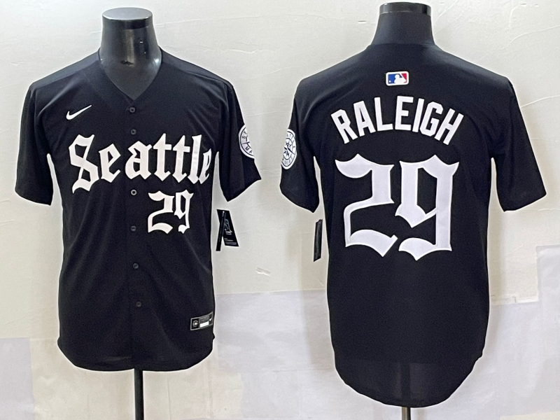 Men's Seattle Mariners Cal Raleigh #29 Black Replica Player Jersey