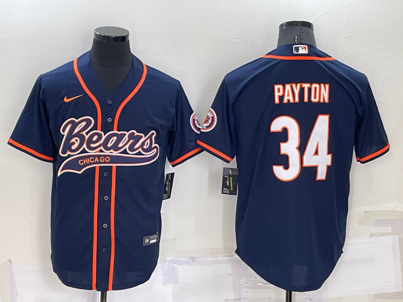 Men's Chicago Bears Walter Payton #34 Navy Game Jersey1 Joint Edition