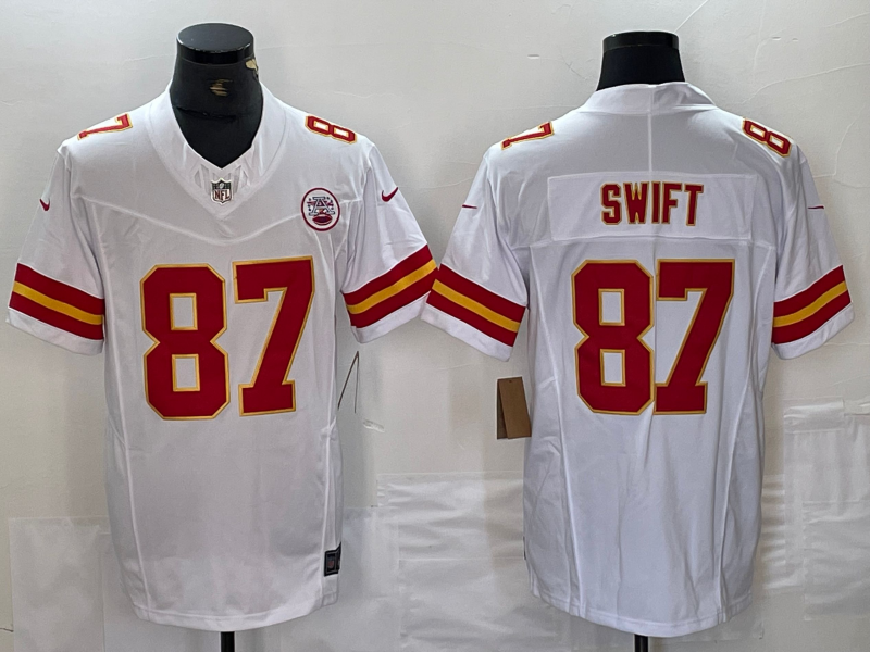 Men's Kansas City Chiefs Taylor Swift #87 White Game Player Jersey1