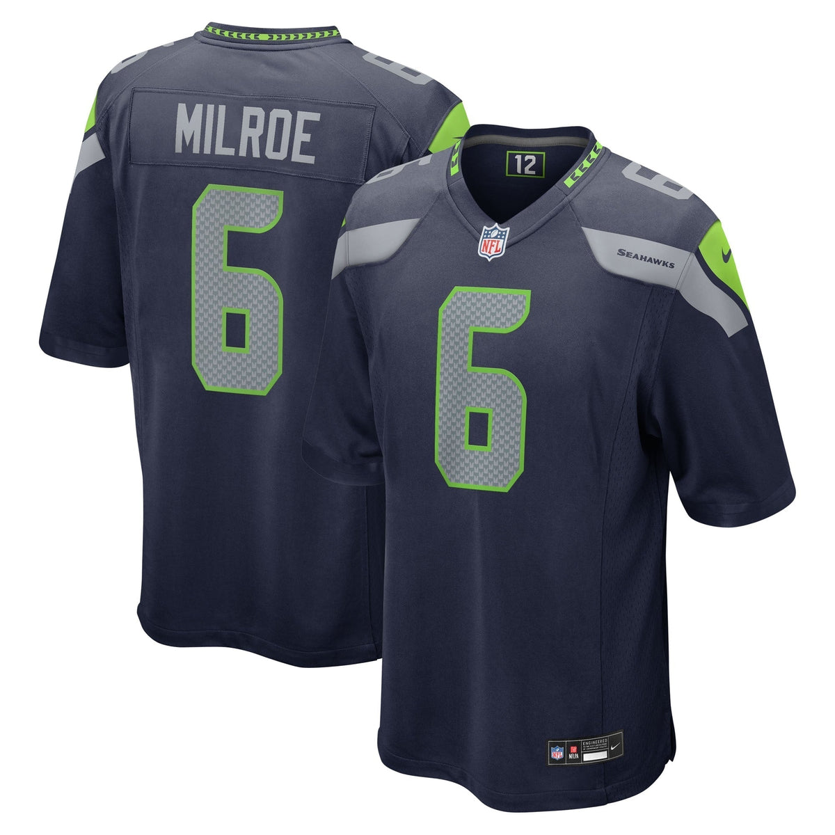 Men's Seattle Seahawks Jalen Milroe Nike College Navy 2025 NFL Draft Game Jersey