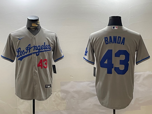 Men's Los Angeles Dodgers Anthony Banda #43 Gray Player Jersey1