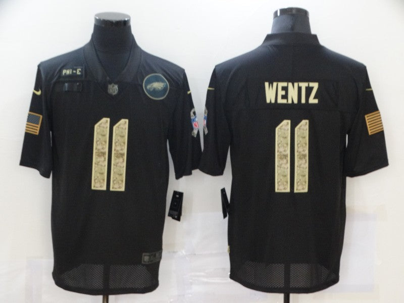 Men's Philadelphia Eagles #11 Carson Wentz Black Replica Player Jersey1