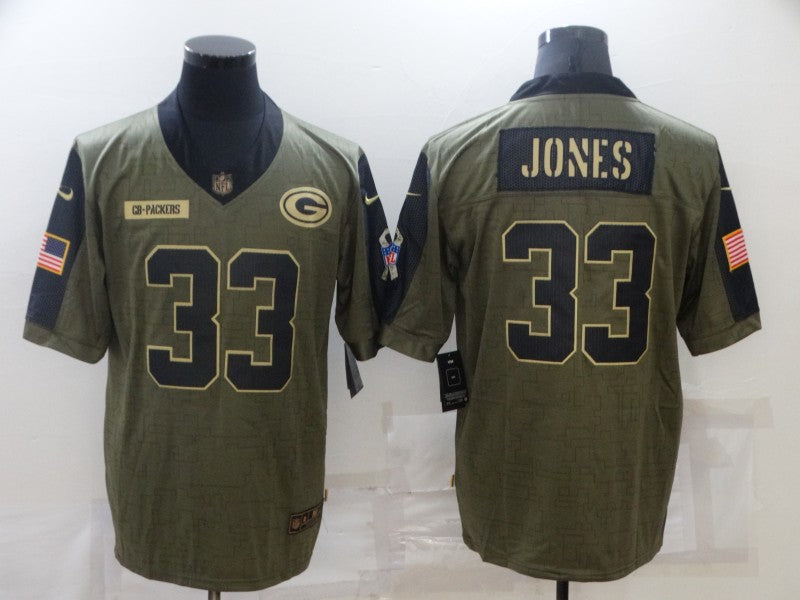 Men's Green Bay Packers Aaron Jones #33 Brown Game Player Jersey1