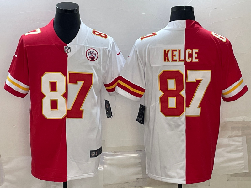 Men's Kansas City Chiefs Travis Kelce #87 Red/White Game Jersey1