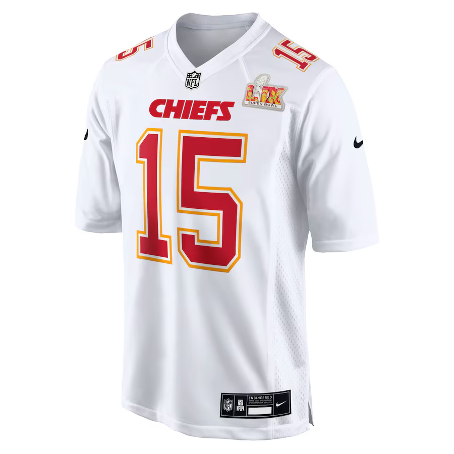 Men's Kansas City Chiefs Patrick Mahomes Nike Carbon White Super Bowl LIX Fashion Game Jersey