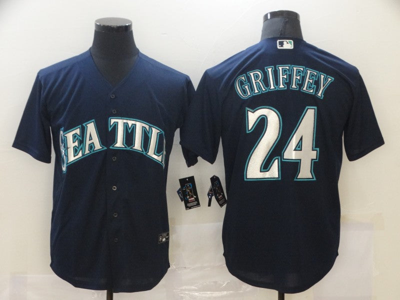 Men's Seattle Mariners Ken Griffey Jr. #24 Navy Replica Player Jersey1
