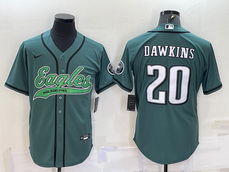 Men's Philadelphia Eagles Brian Dawkins #20 Midnight Green Game Jersey1 Joint Edition
