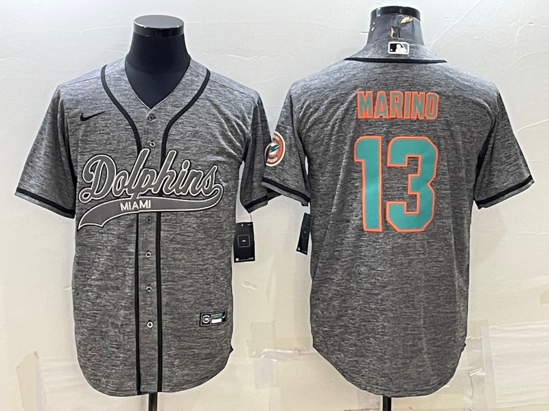Men's Miami Dolphins Dan Marino #13 Gray Game Jersey1 Joint Edition