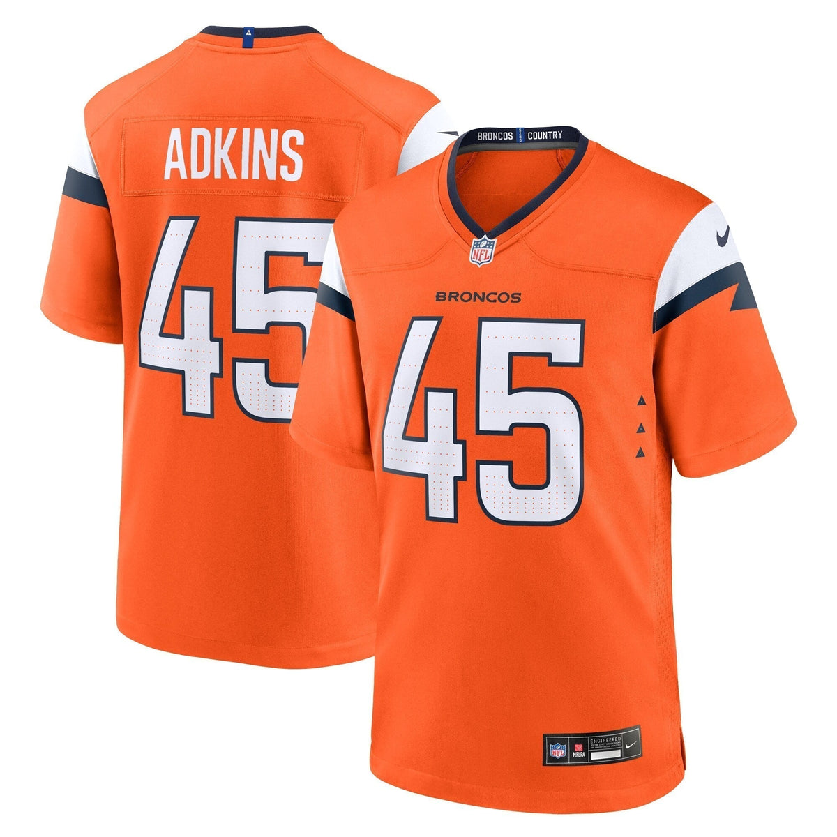 Nate Adkins Denver Broncos Nike Team Game Jersey -  Orange