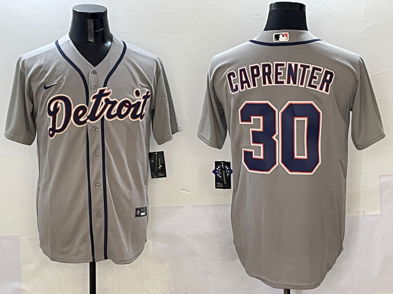 Men's Detroit Tigers Kerry Carpenter #30 Gray Replica Player Jersey1