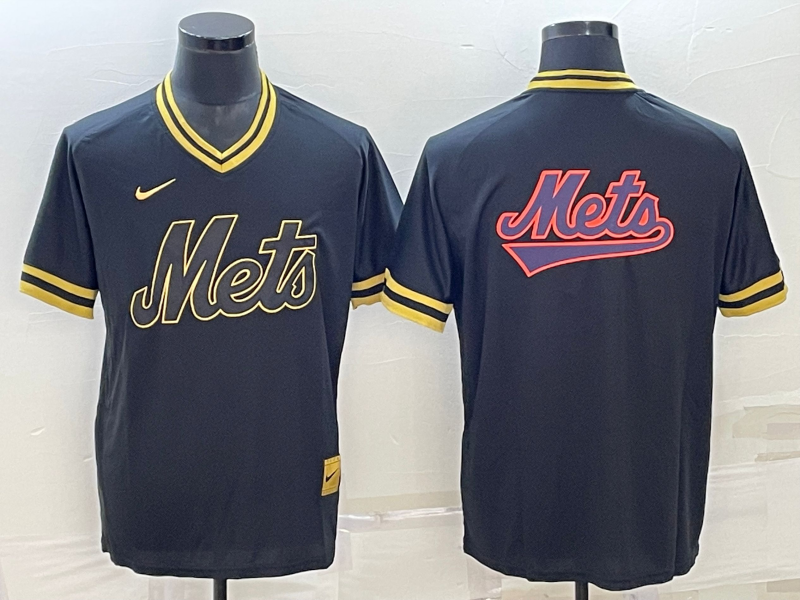 Men's New York Mets Black Replica Team Jersey1