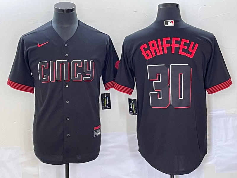 Men's Cincinnati Reds Ken Griffey Jr. #30 Black 2023 City Connect Replica Player Jersey1