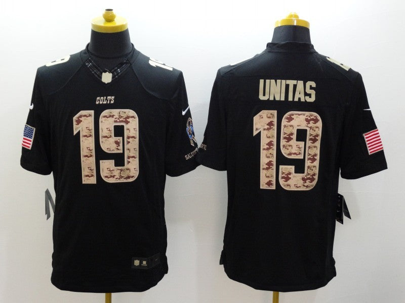 Men's Indianapolis Colts Johnny Unitas #19 Black Game Player Jersey1