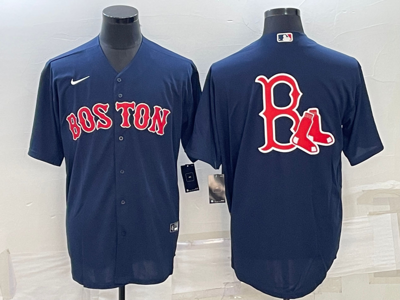 Men's Boston Red Sox Navy Alternate Replica Player Jersey1