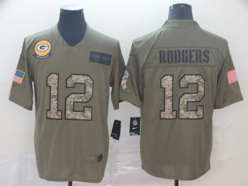Men's Green Bay Packers Aaron Rodgers #12 Brown Authentic Game Jersey1