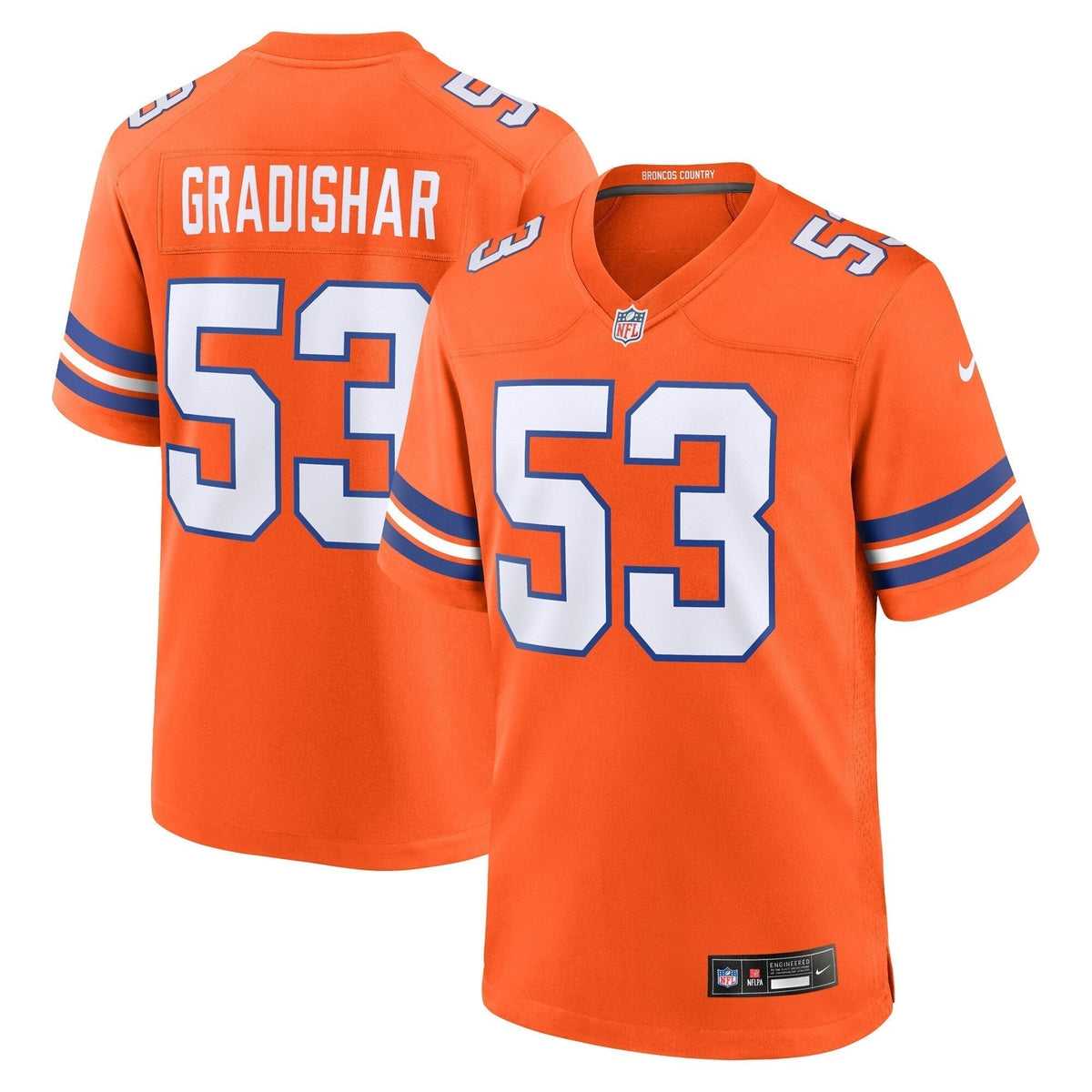 Randy Gradishar Denver Broncos Nike Mile High Collection 1977 Throwback Retired   Game Jersey - Orange