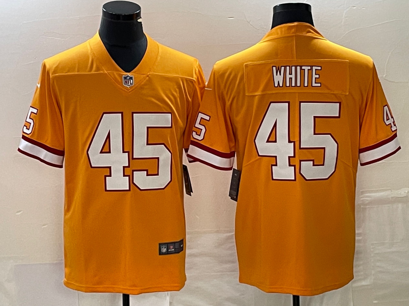 Men's Tampa Bay Buccaneers Devin White #45 Orange Throwback Game Jersey1