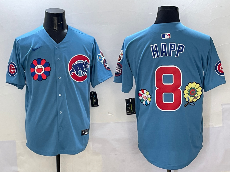 Men's Chicago Cubs Ian Happ #8 Light Blue Player Jersey