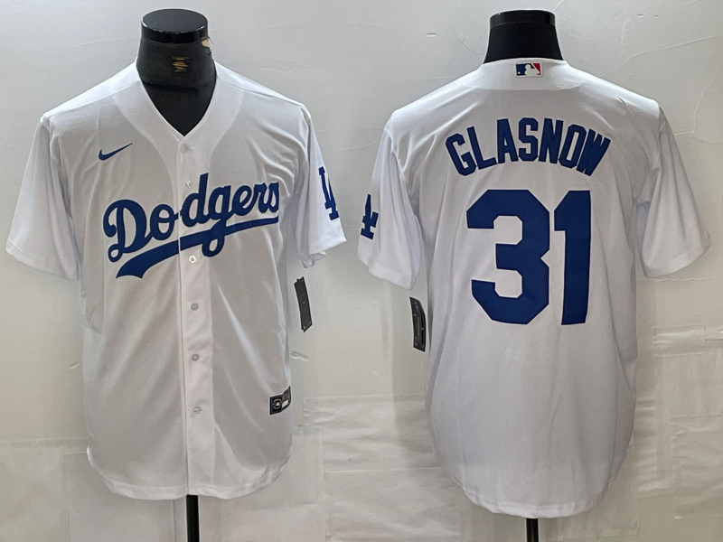 Men's Los Angeles Dodgers Tyler Glasnow #31 White Replica Player Jersey1