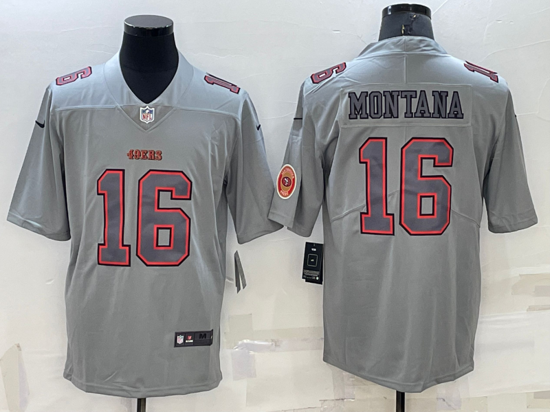 Men's San Francisco 49ers Joe Montana #16 Gray Atmosphere Game Jersey1