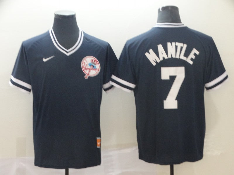 Men's New York Yankees Mickey Mantle #7 Navy Replica Player Jersey1