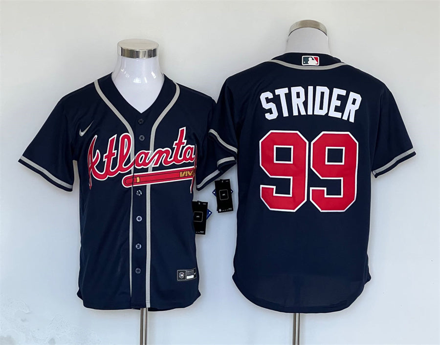 Men's Atlanta Braves Spencer Strider #99 Navy Alternate Replica Player Jersey1