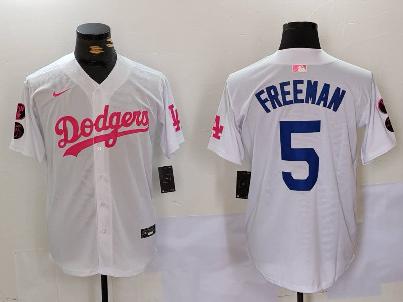 Men's Los Angeles Dodgers Freddie Freeman #5 White Limited Game Player Jersey1