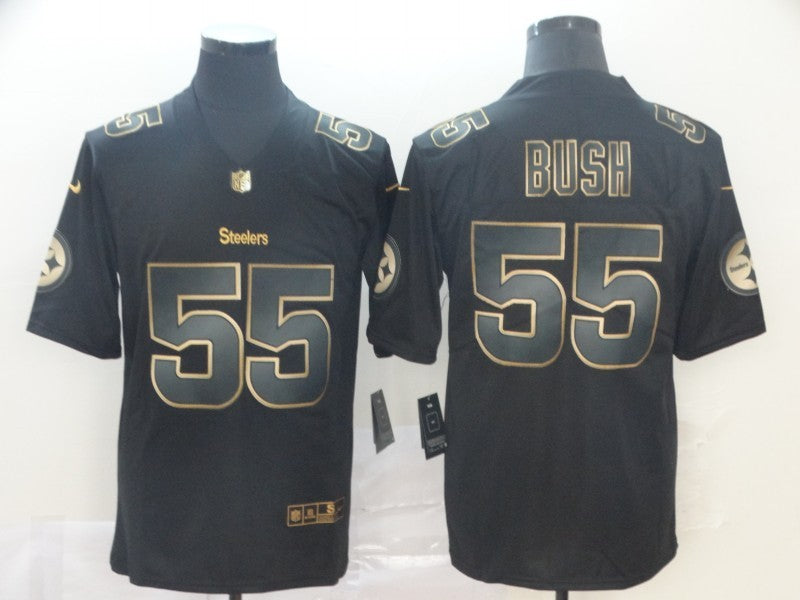 Men's Pittsburgh Steelers Devon Bush Jr. #55 Black Game Player Jersey1