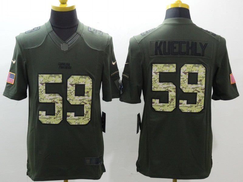 Men's Carolina Panthers Luke Kuechly #59 Army Green Game Jersey1