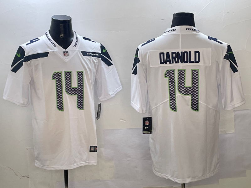 Men's Seattle Seahawks Sam Darnold #14 White Game Player Jersey1
