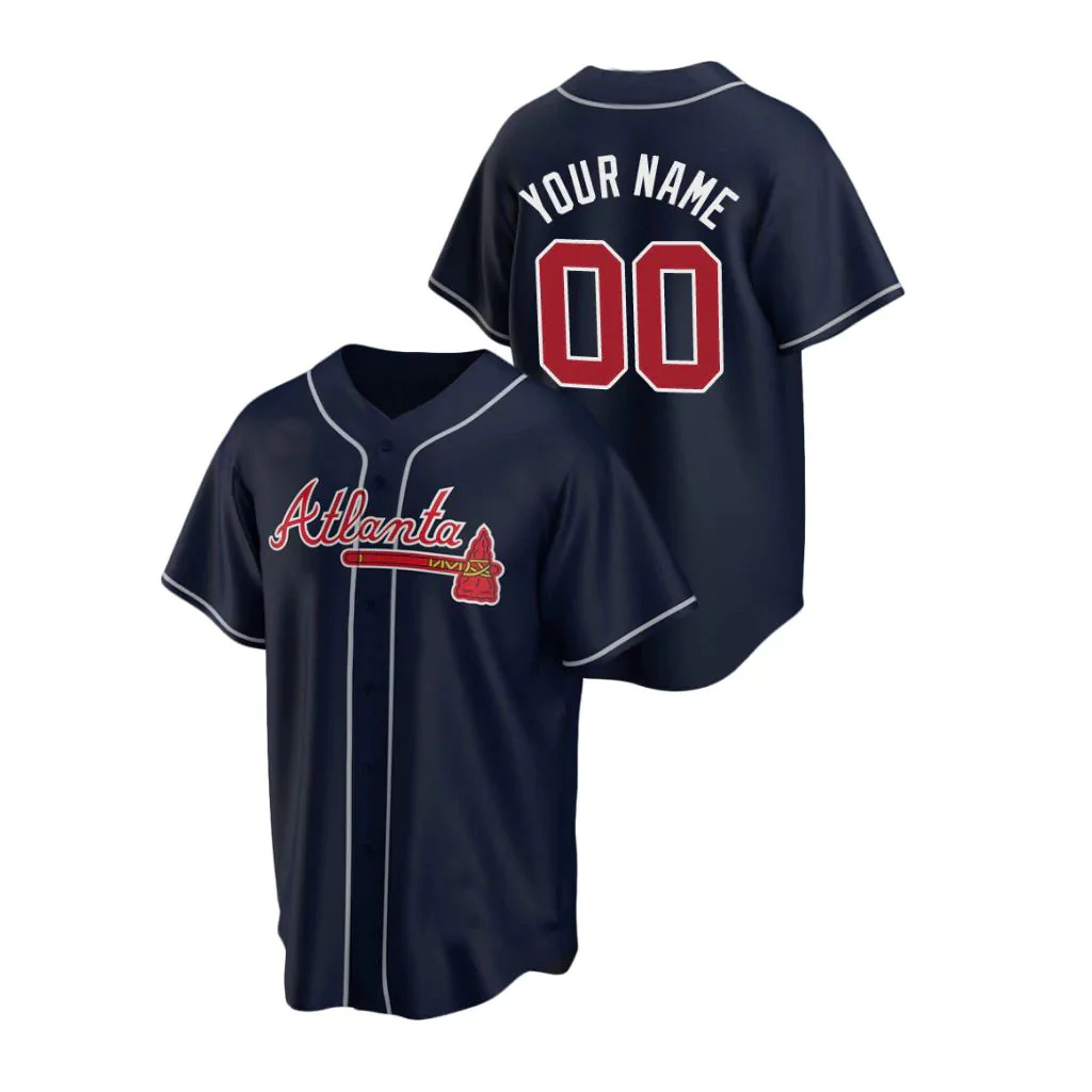 Men's Atlanta Braves Navy Replica Custom Jersey1