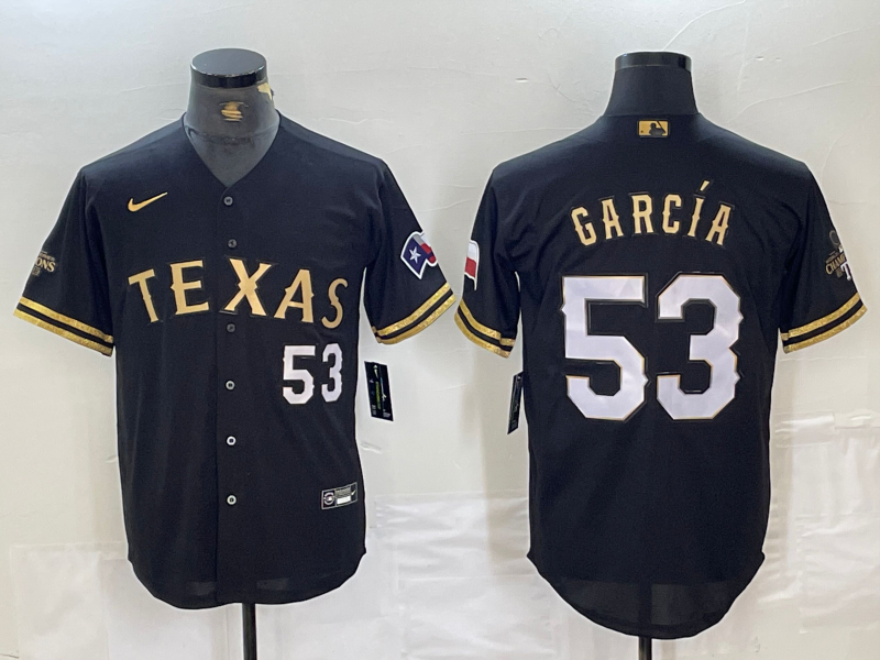 Men's Texas Rangers Adolis Garcia #53 Black Replica Team Jersey1