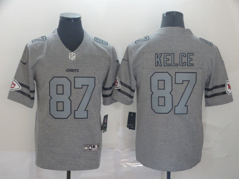 Men's Kansas City Chiefs Travis Kelce Player Jersey1 Gray