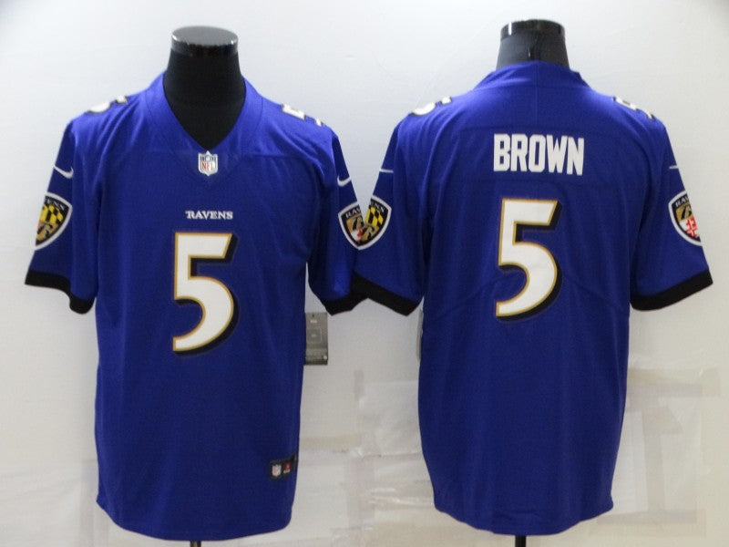 Men's Baltimore Ravens Marquise Brown #5 Purple Game Jersey1