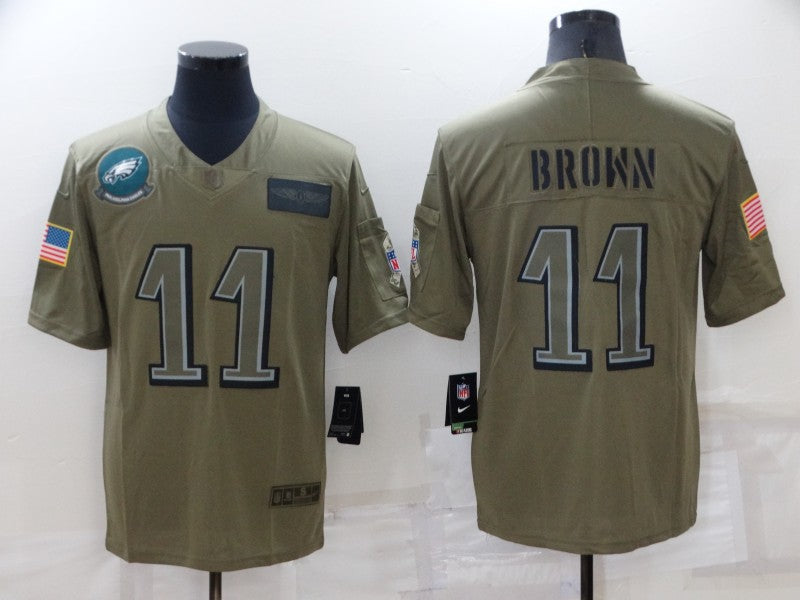 Men's Philadelphia Eagles A.J. Brown #11 Brown Game Jersey1
